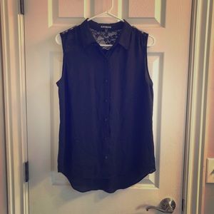 Black sleeveless button up